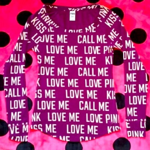 PINK by Victoria’s Secret | Purple Long Sleeve Shirt | Love Me Kiss Me | Size XS - Picture 1 of 7